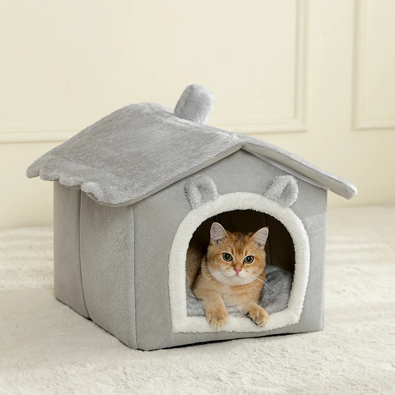 Foldable Cat House with Washable Cotton Bed - Smarsty