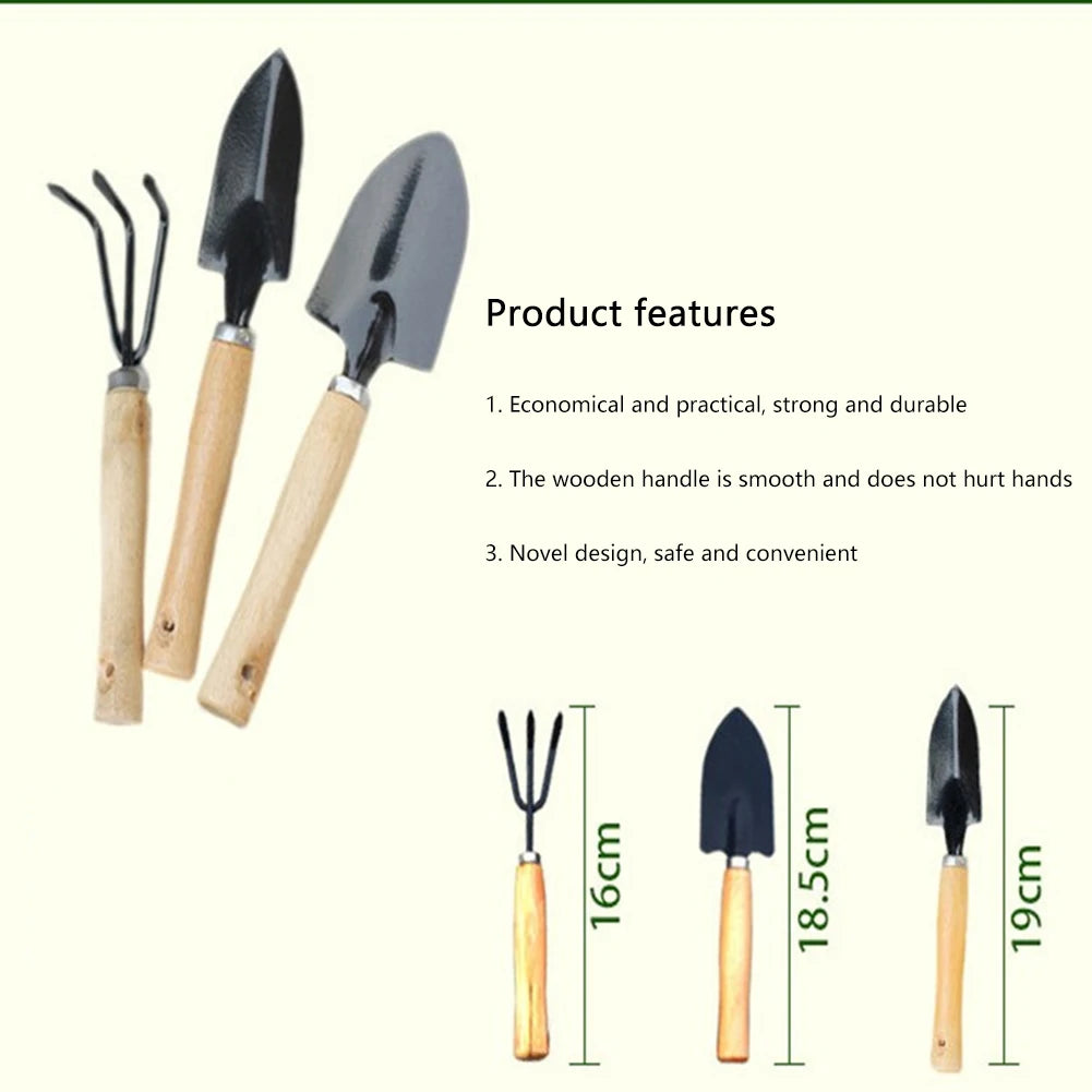Mini Garden Tools Set for Kids with Wooden Handles - Smarsty