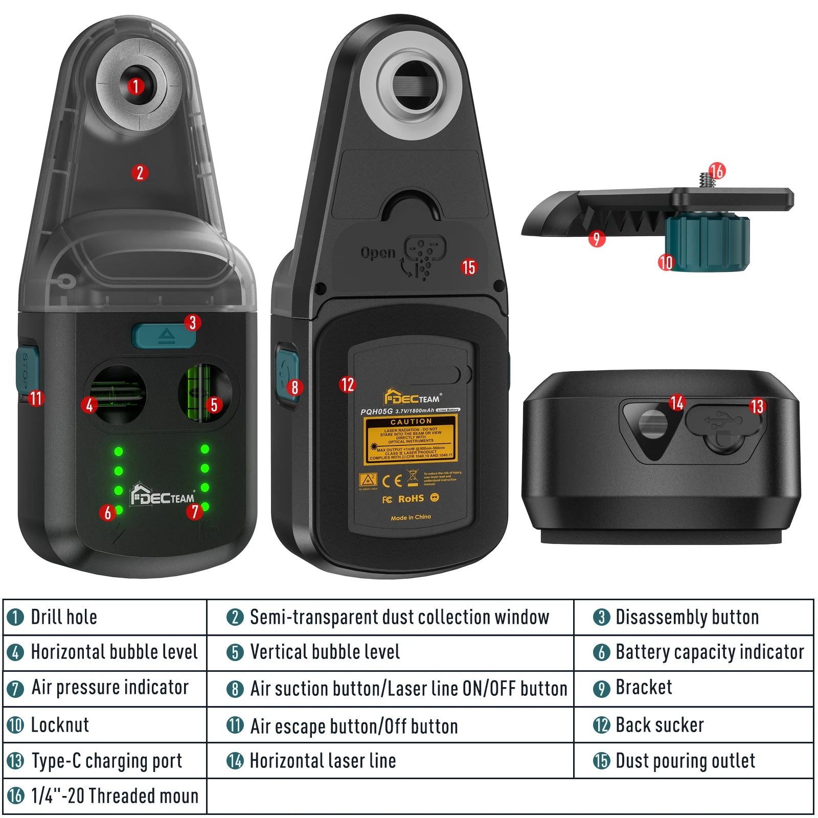 Green Laser Level Dust Collector with Vacuum Function - Smarsty