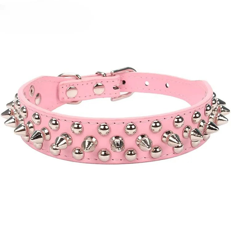 Adjustable Leather Dog Collar with Spikes for Small Pets - Smarsty