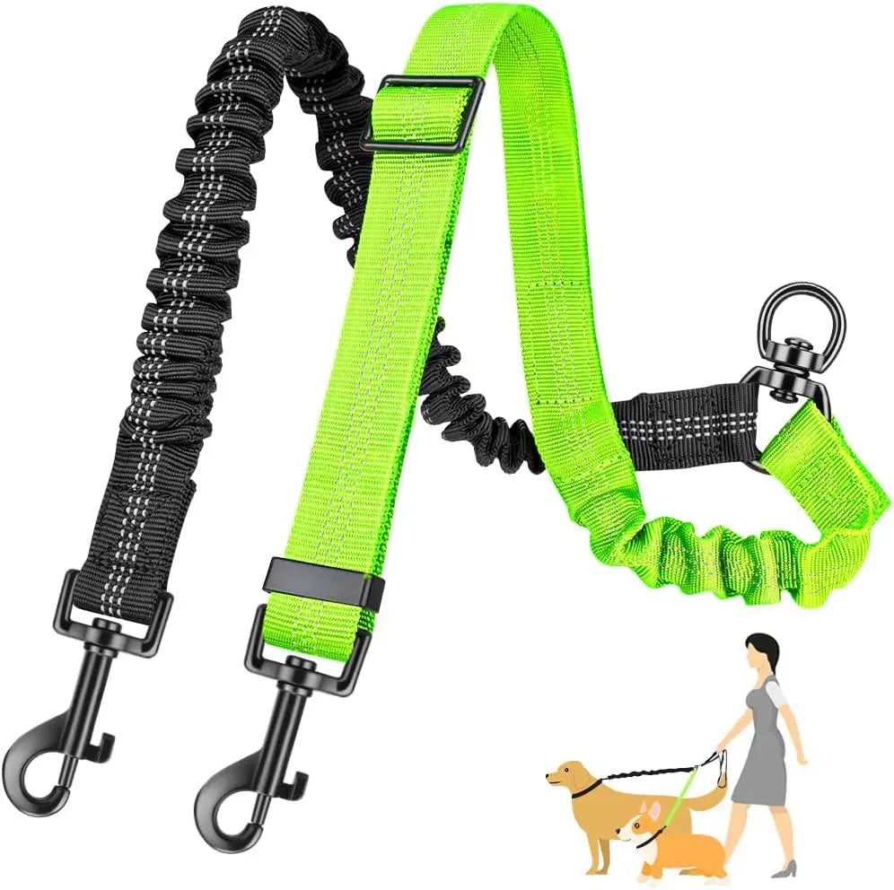 Dual Dog Leash Attachment with Shock Absorbing Bungee - Smarsty
