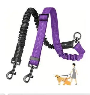 Dual Dog Leash Attachment with Shock Absorbing Bungee - Smarsty