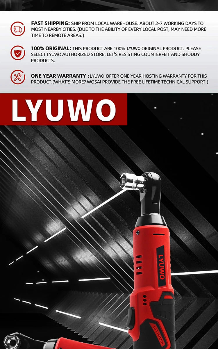 LYUWO 12V Cordless Right Angle Wrench With 4 Sockets - Smarsty