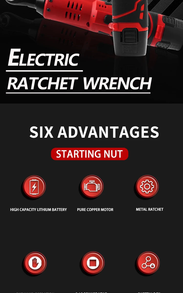 LYUWO 12V Cordless Right Angle Wrench With 4 Sockets - Smarsty