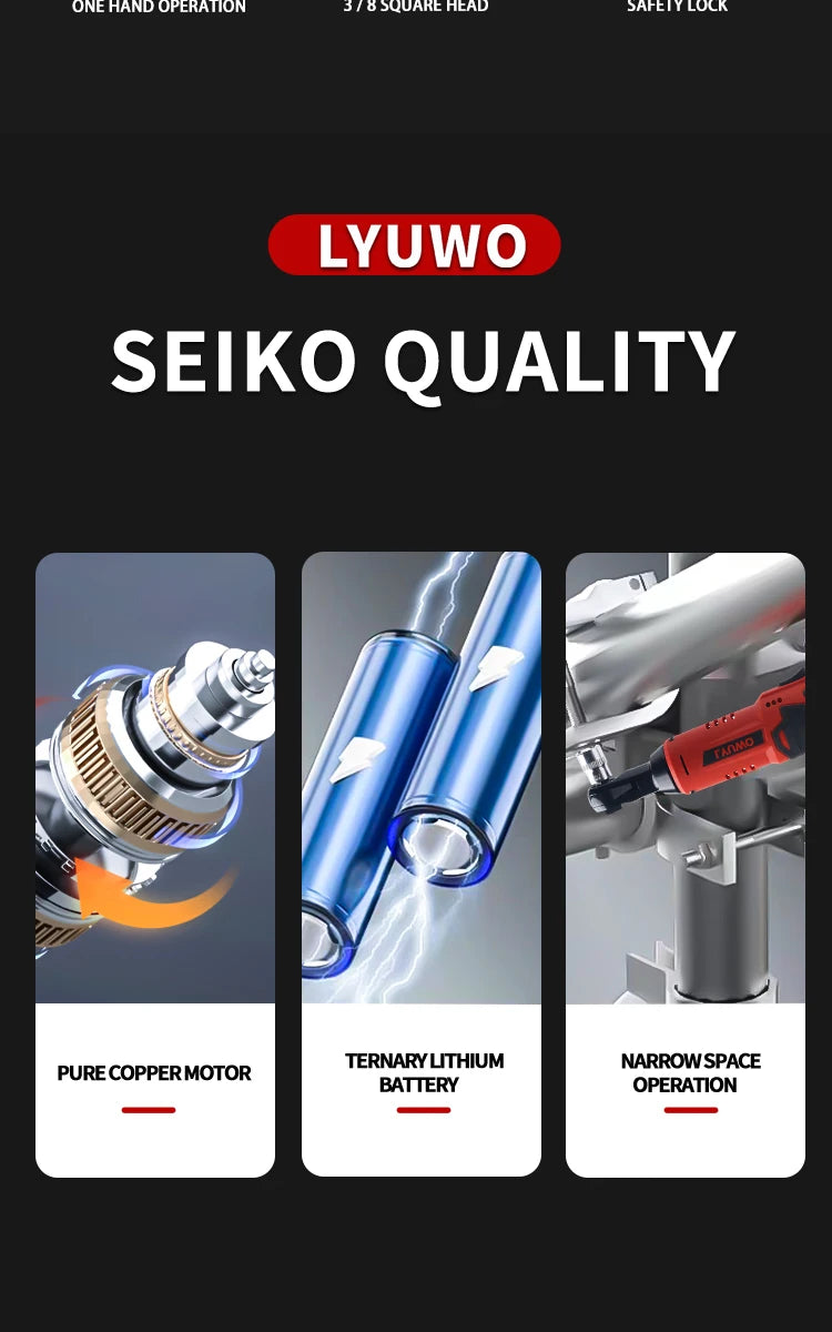 LYUWO 12V Cordless Right Angle Wrench With 4 Sockets - Smarsty