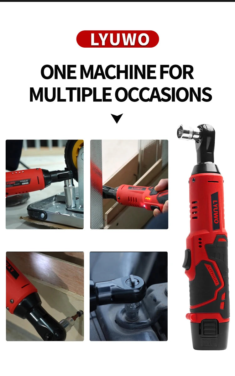 LYUWO 12V Cordless Right Angle Wrench With 4 Sockets - Smarsty