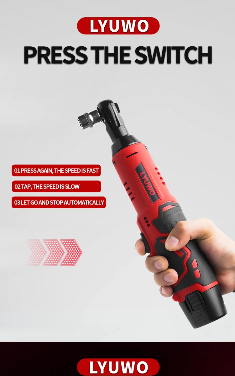 LYUWO 12V Cordless Right Angle Wrench With 4 Sockets - Smarsty