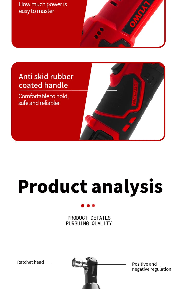 LYUWO 12V Cordless Right Angle Wrench With 4 Sockets - Smarsty