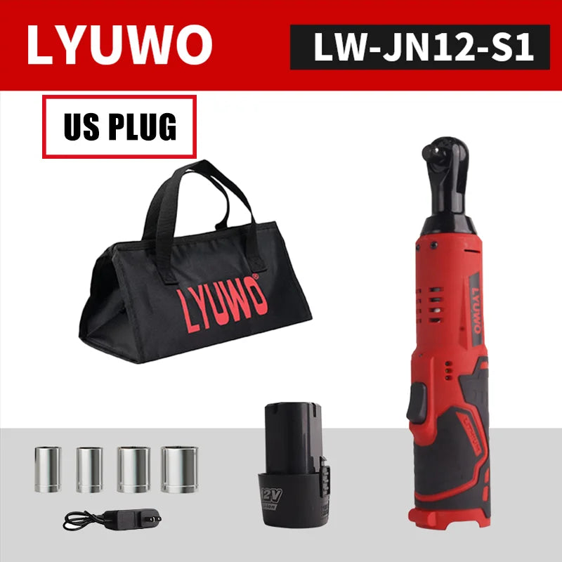 LYUWO 12V Cordless Right Angle Wrench With 4 Sockets - Smarsty