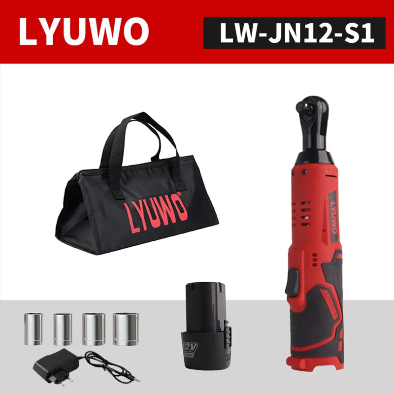 LYUWO 12V Cordless Right Angle Wrench With 4 Sockets - Smarsty