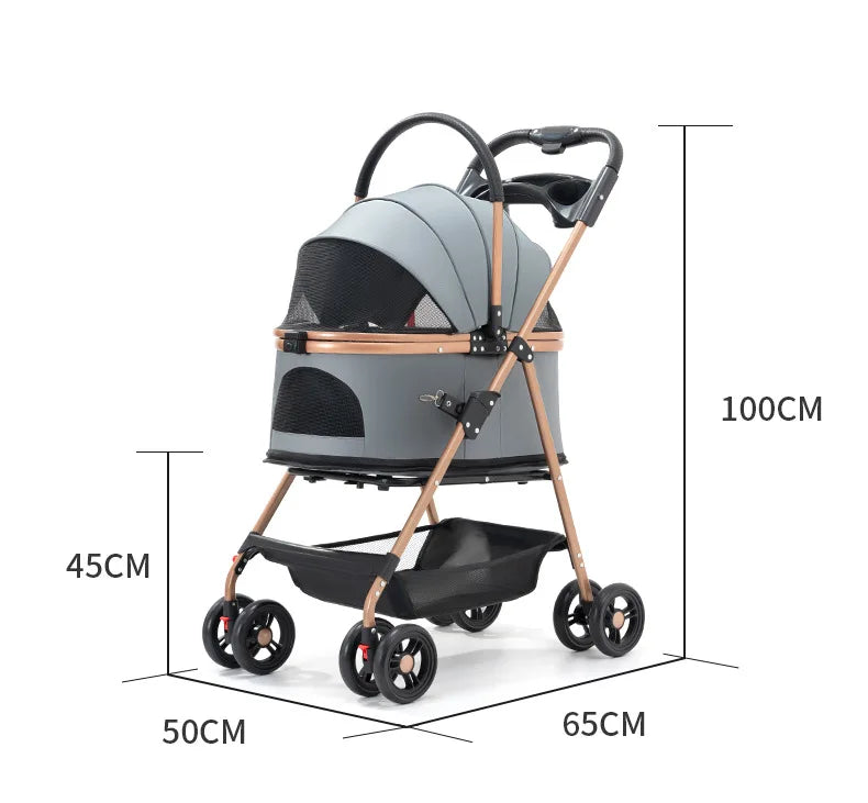 3 in 1 Folding Pet Stroller with Detachable Carrier - Smarsty