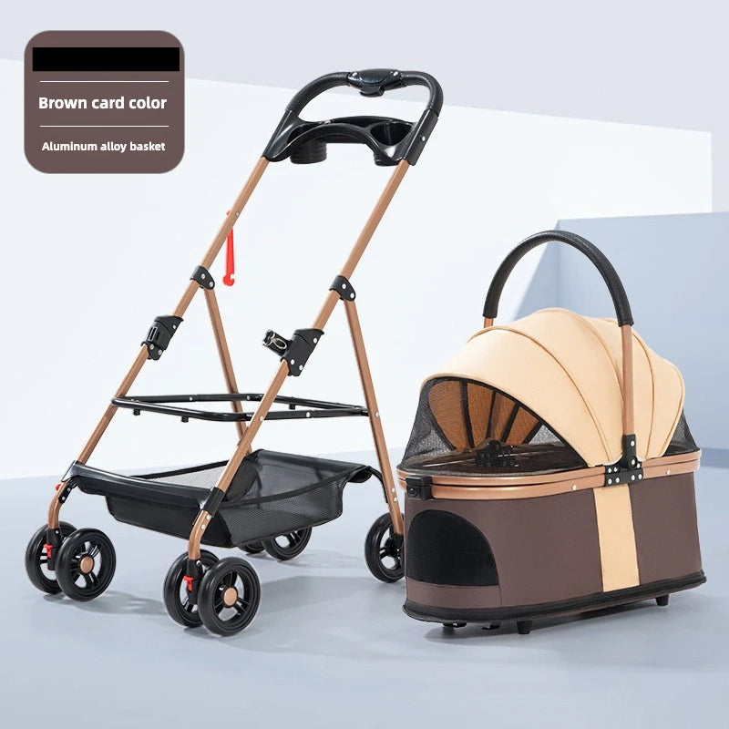 3 in 1 Folding Pet Stroller with Detachable Carrier - Smarsty