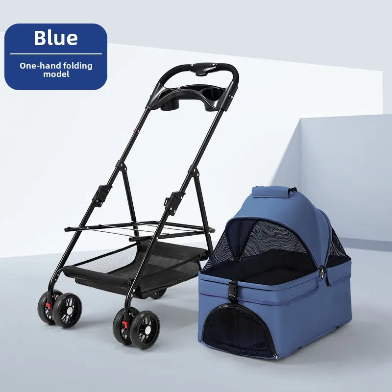 3 in 1 Folding Pet Stroller with Detachable Carrier - Smarsty