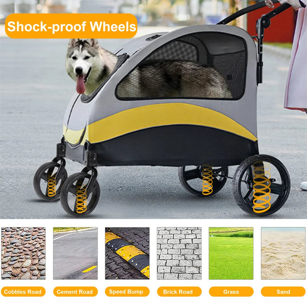 Premium Dog Stroller Foldable Travel Cart for All Breeds - Smarsty