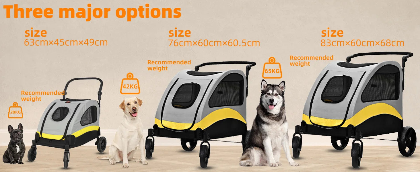 Premium Dog Stroller Foldable Travel Cart for All Breeds - Smarsty