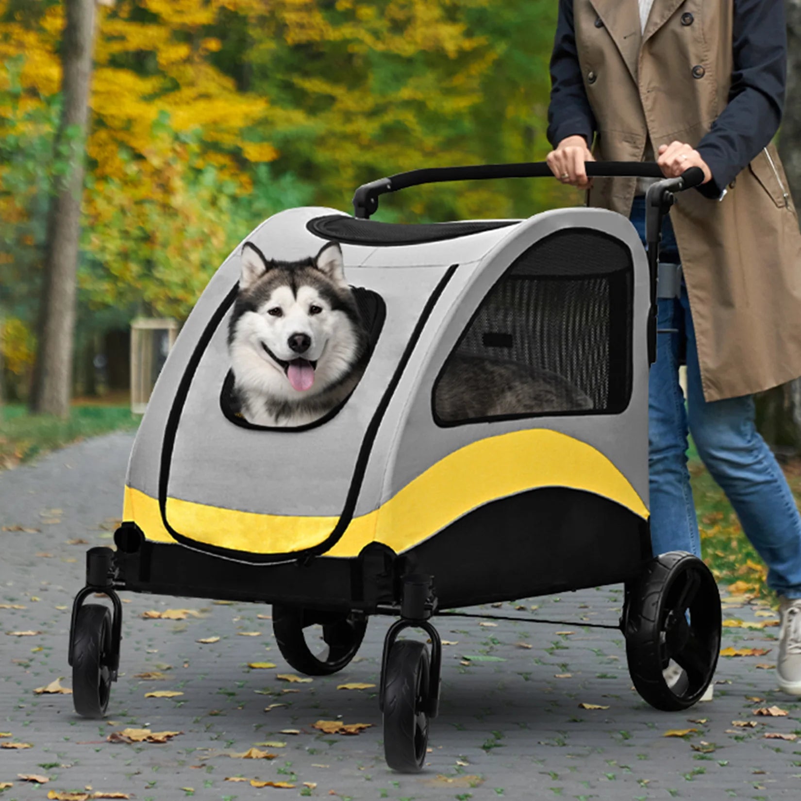 Premium Dog Stroller Foldable Travel Cart for All Breeds - Smarsty