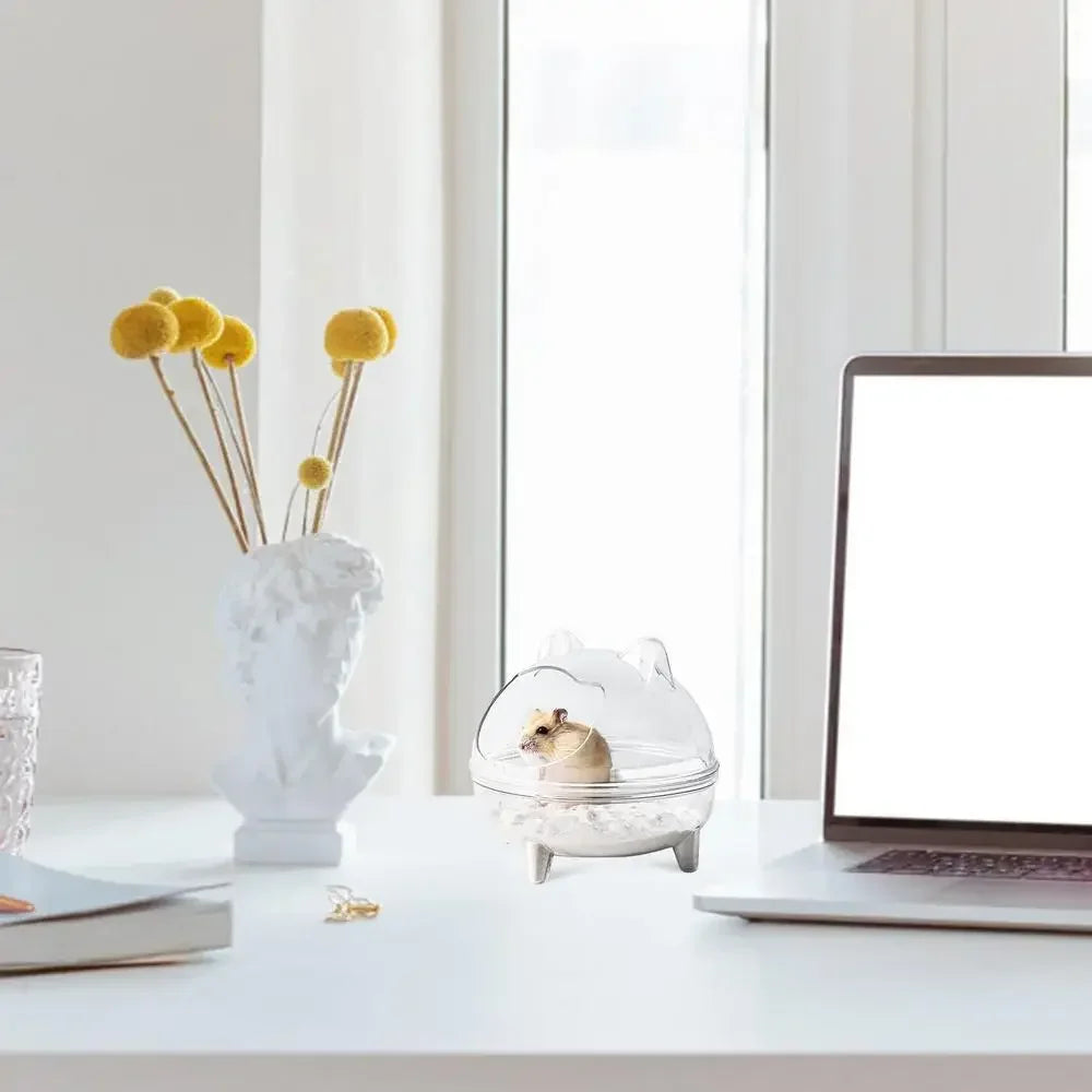 Transparent Hamster Toilet Bath House with Anti-Spill Design - Smarsty