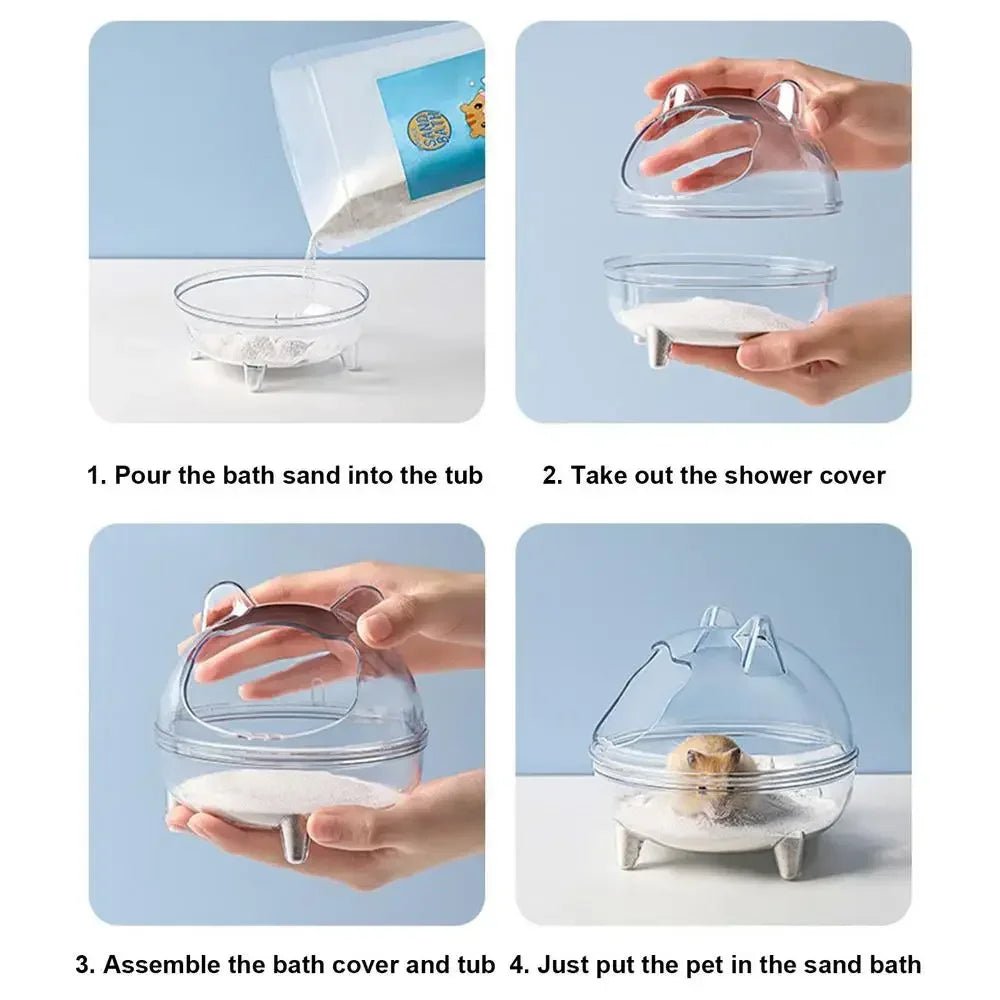Transparent Hamster Toilet Bath House with Anti-Spill Design - Smarsty