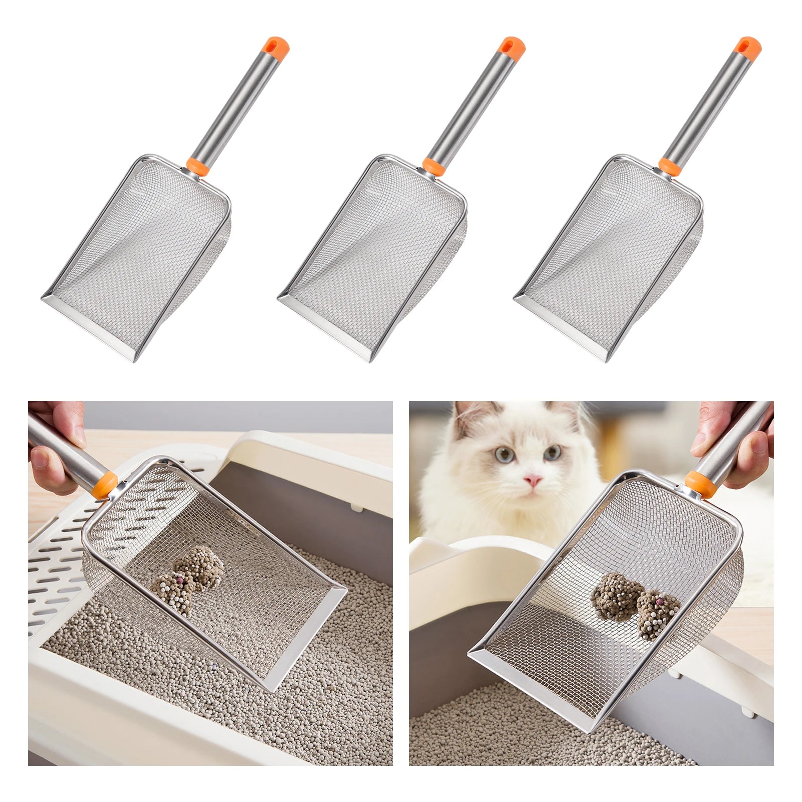 Stainless Steel Cat Litter Scoop with Long Handle - Smarsty