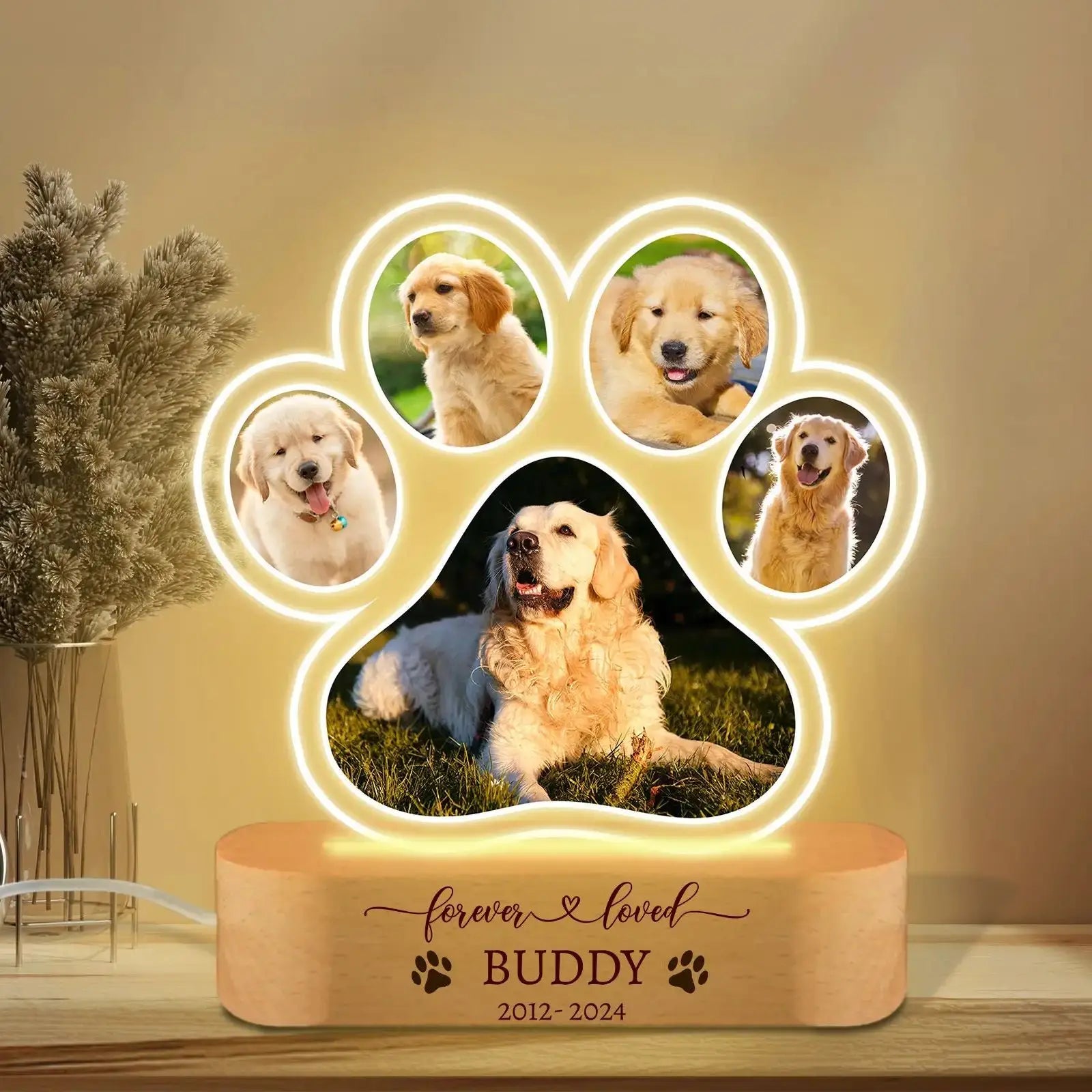 Custom Dog Photo Night Light for Pet Memorial - Smarsty