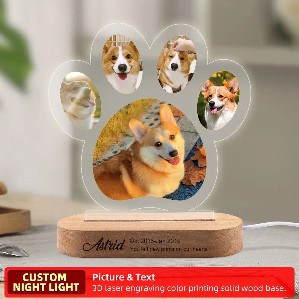 Custom Dog Photo Night Light for Pet Memorial - Smarsty