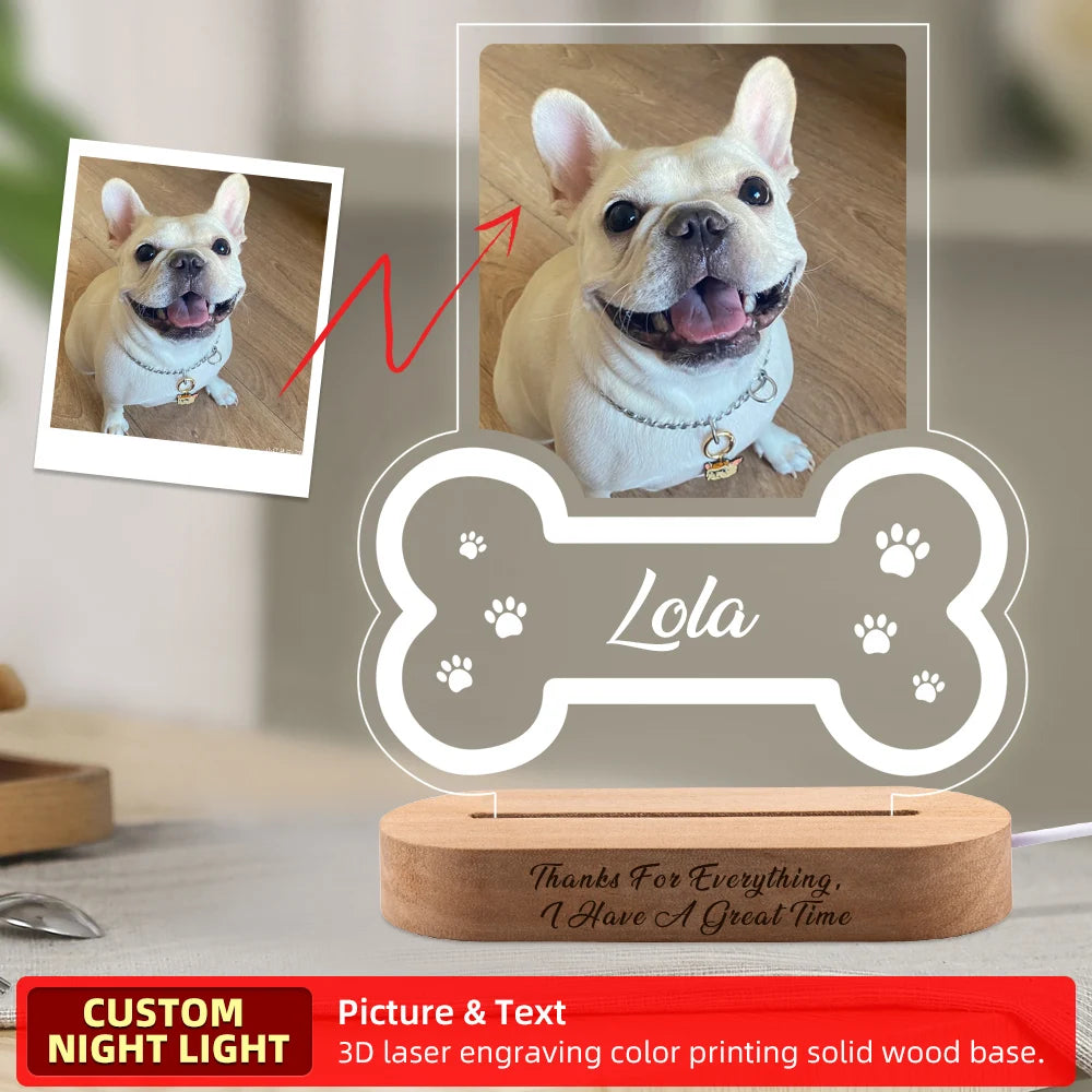 Custom Dog Photo Night Light for Pet Memorial - Smarsty