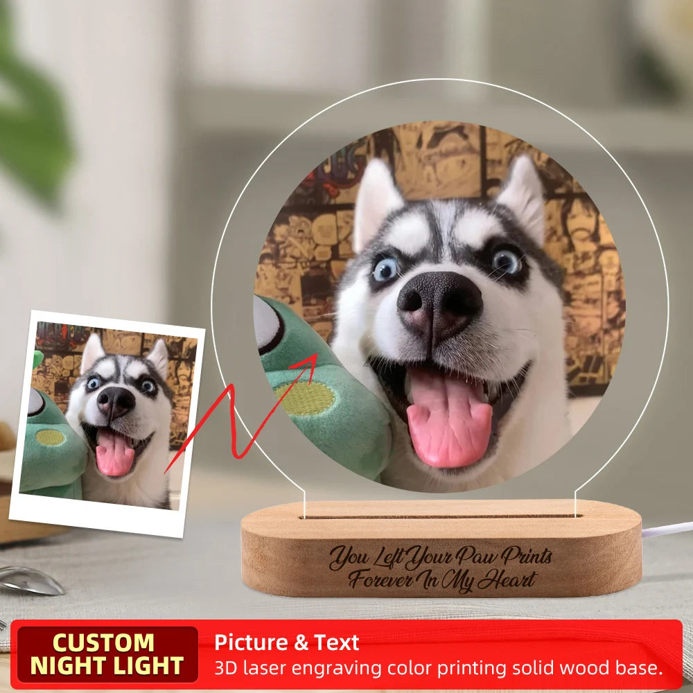 Custom Dog Photo Night Light for Pet Memorial - Smarsty