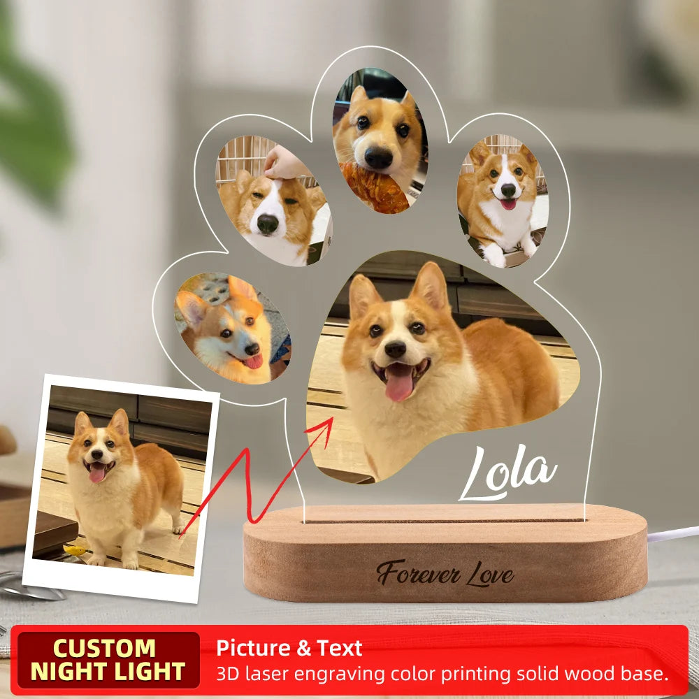 Custom Dog Photo Night Light for Pet Memorial - Smarsty