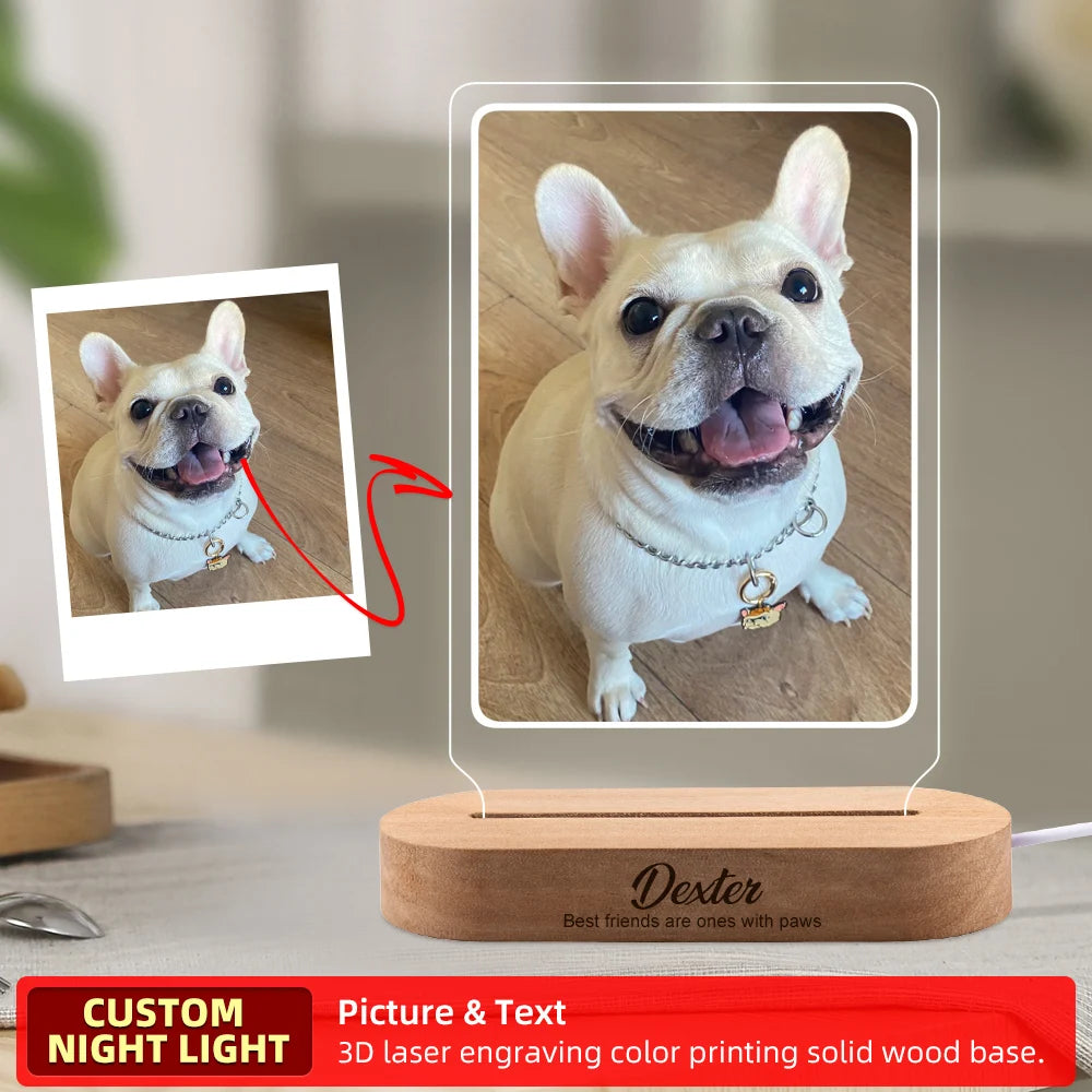 Custom Dog Photo Night Light for Pet Memorial - Smarsty