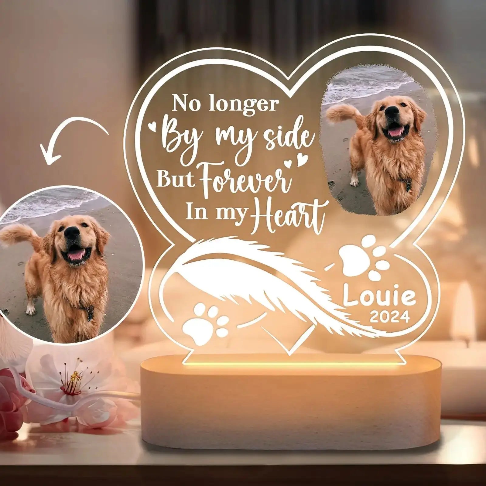 Custom Dog Photo Night Light for Pet Memorial - Smarsty