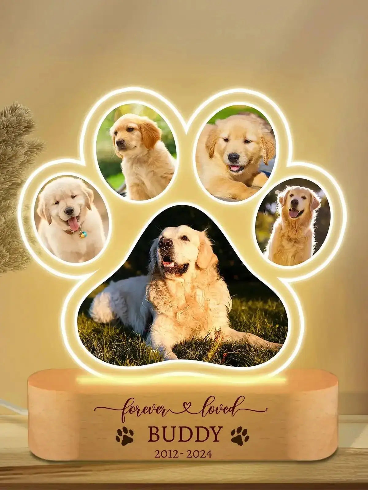 Custom Dog Photo Night Light for Pet Memorial - Smarsty