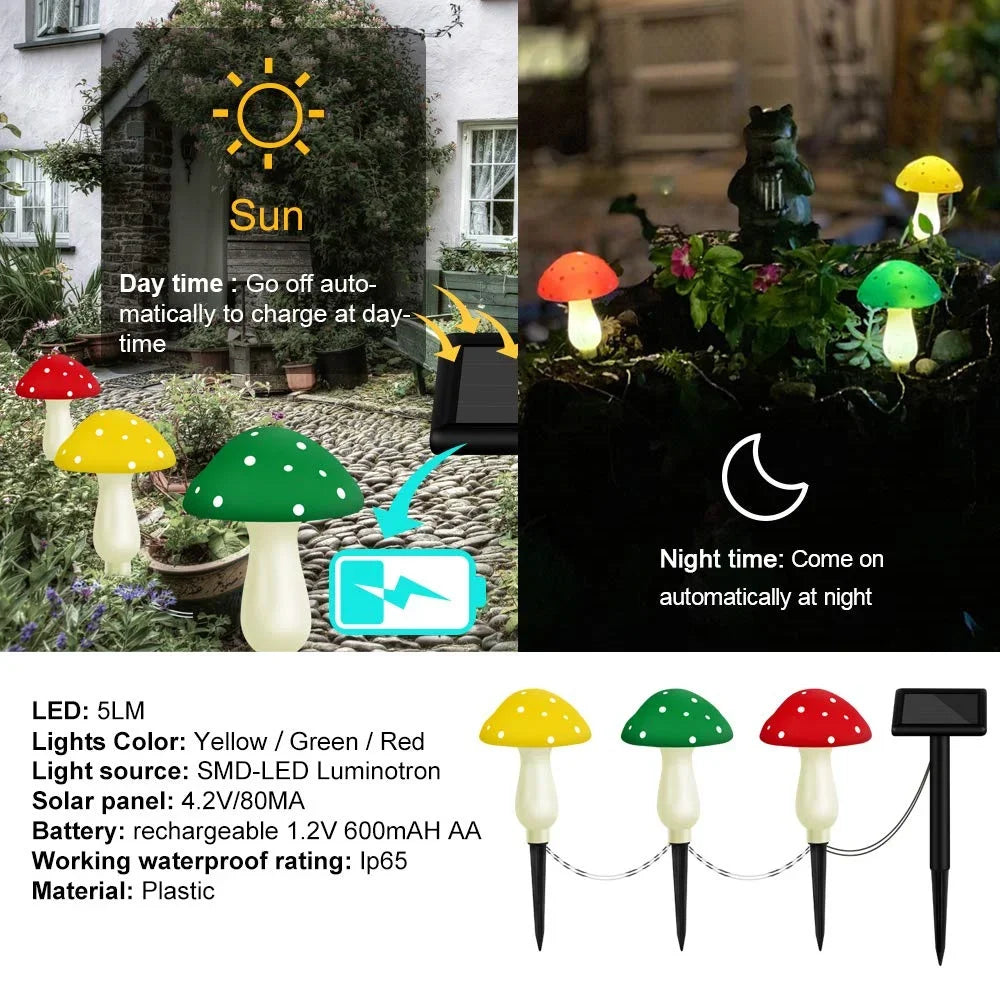 Solar Powered Mushroom Fairy Lights for Garden Decor - Smarsty