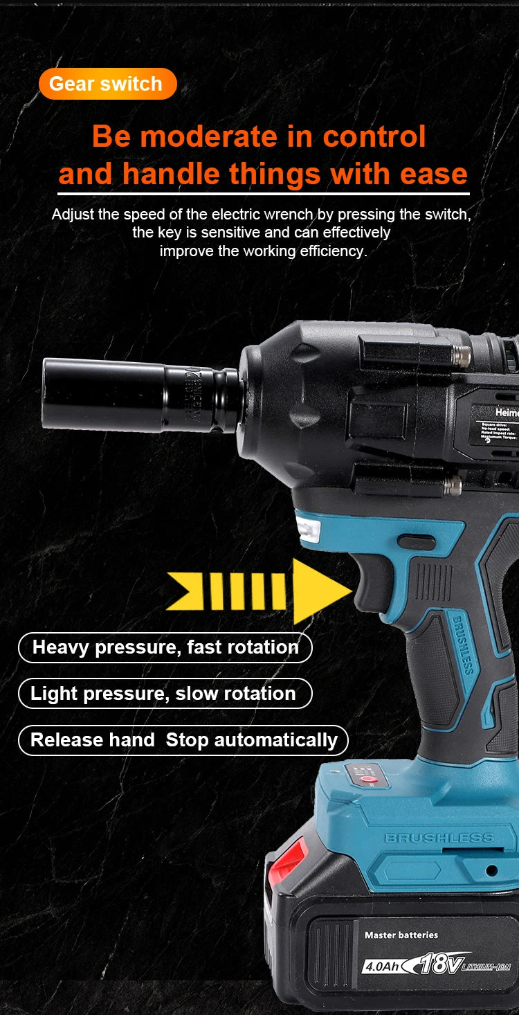 Heimerdinger 18V Brushless Cordless Impact Wrench 1000NM Torque - Smarsty