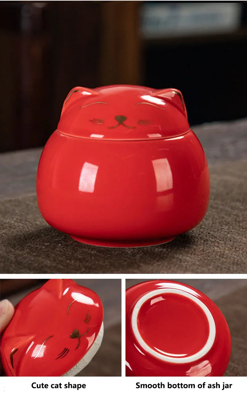Handmade Ceramic Cat Urn for Memorial Keepsake - Smarsty