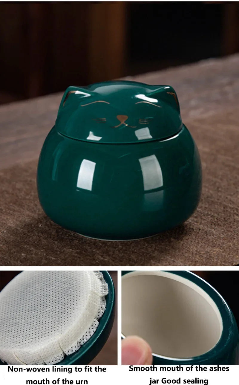Handmade Ceramic Cat Urn for Memorial Keepsake - Smarsty
