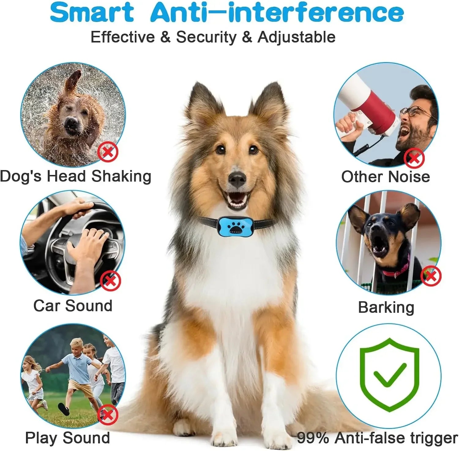 USB Rechargeable Ultrasonic Anti Bark Collar for Dogs - Smarsty
