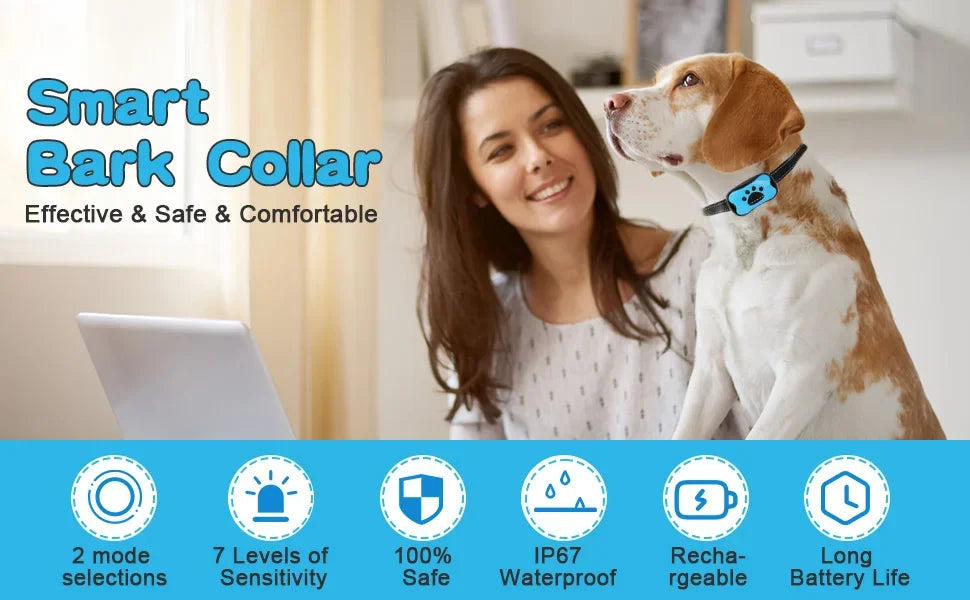 USB Rechargeable Ultrasonic Anti Bark Collar for Dogs - Smarsty