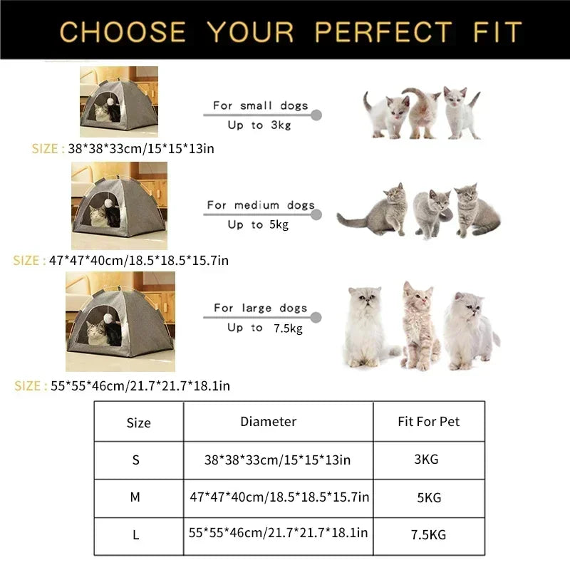 Cozy Pet Tent Bed for Cats and Dogs - Smarsty