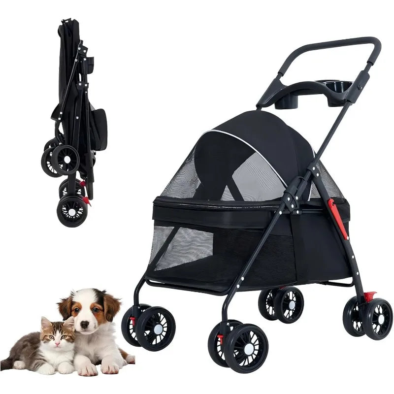 Lightweight Foldable Pet Stroller for Dogs and Cats - Smarsty
