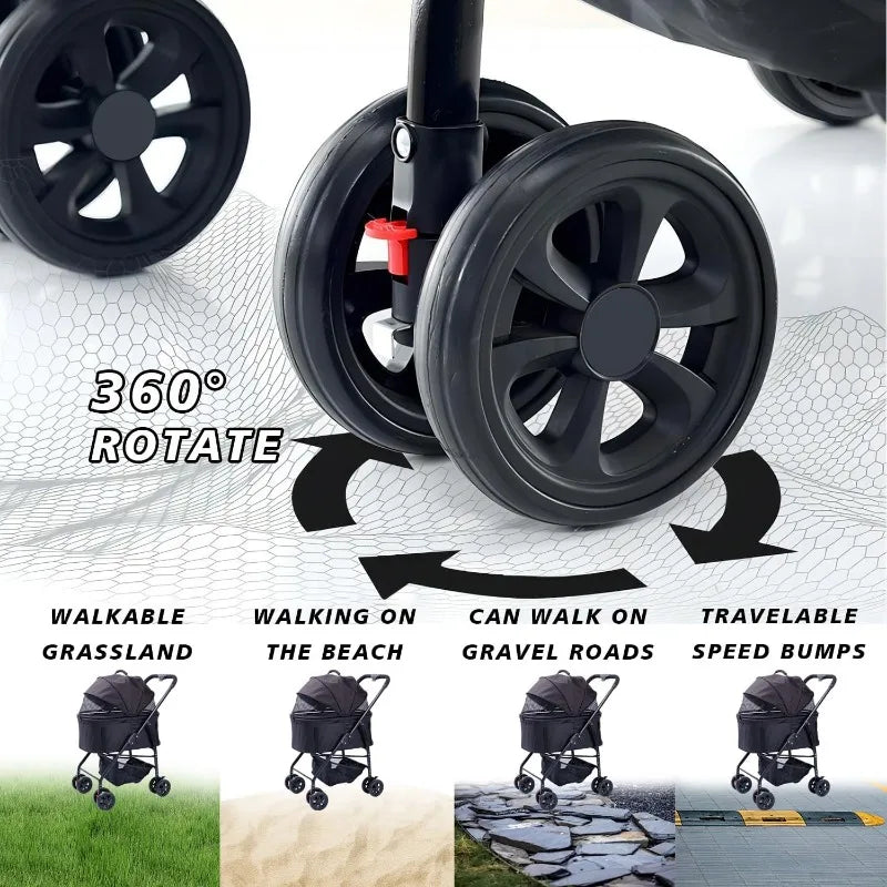 Lightweight Foldable Pet Stroller for Dogs and Cats - Smarsty