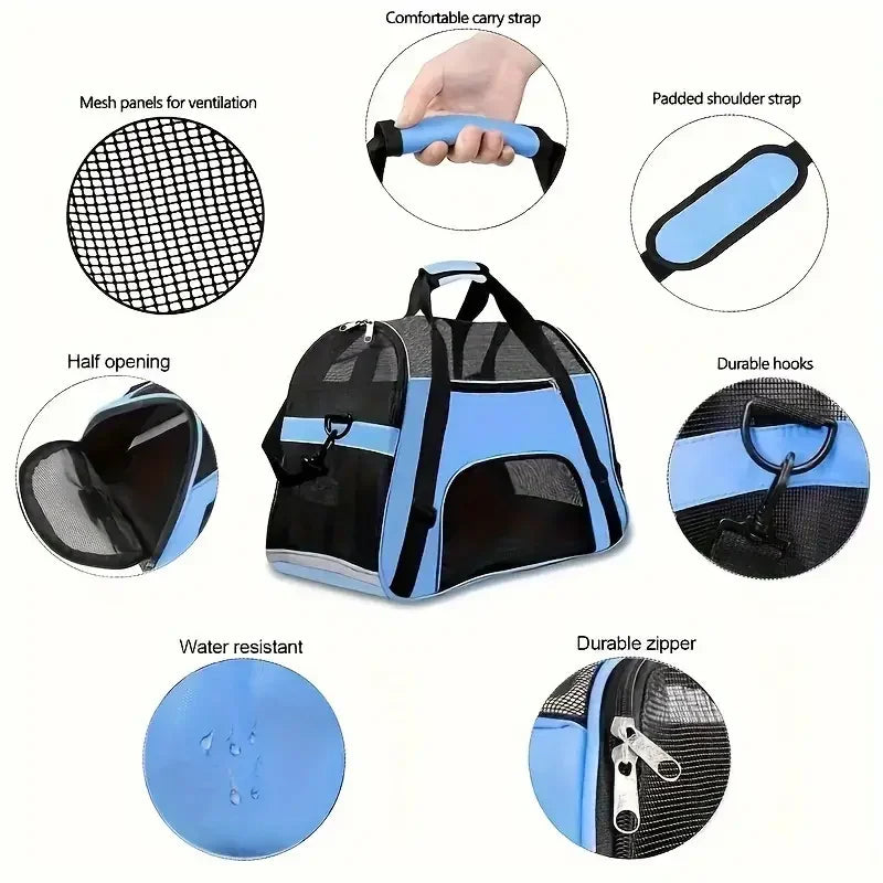 Breathable Soft-Sided Pet Carrier Bag for Travel - Smarsty