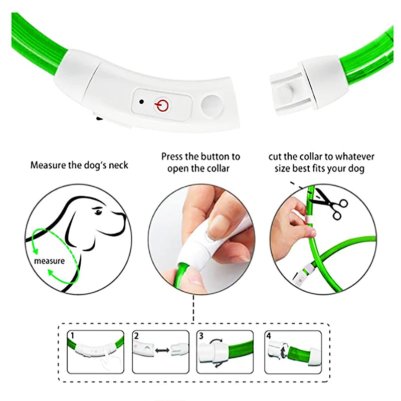 USB Rechargeable Luminous Dog Collar for Night Safety - Smarsty