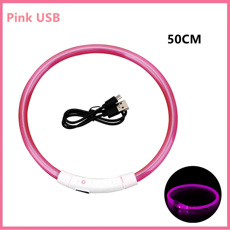 USB Rechargeable Luminous Dog Collar for Night Safety - Smarsty