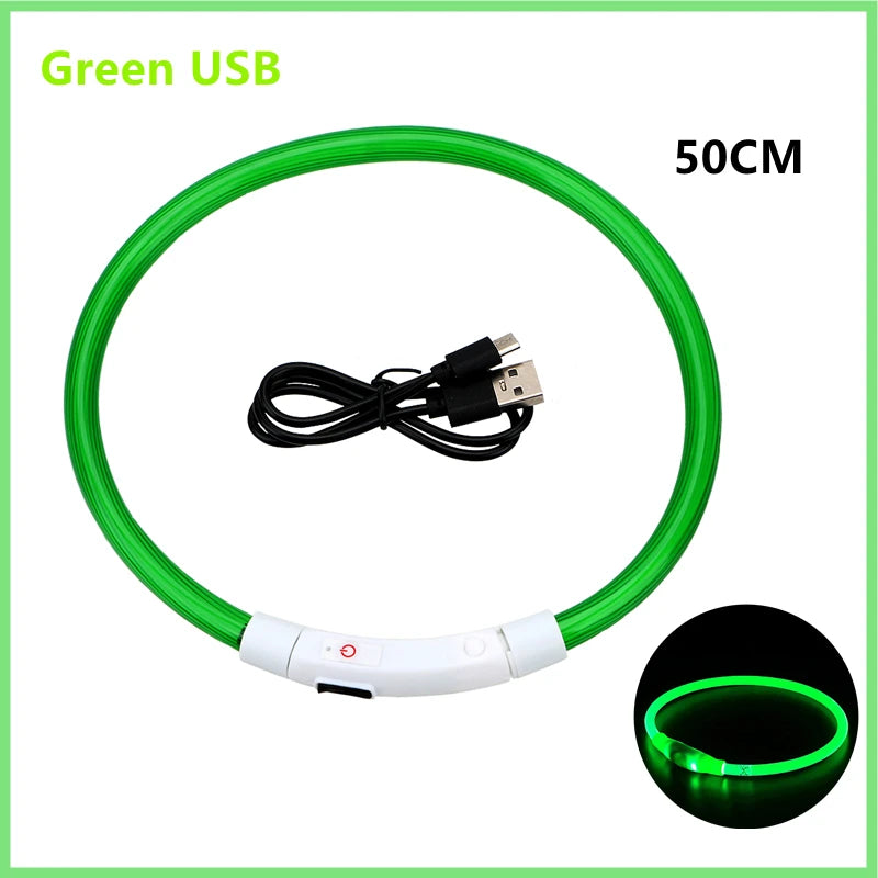 USB Rechargeable Luminous Dog Collar for Night Safety - Smarsty