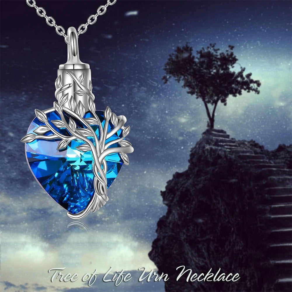 Heart Tree of Life Urn Necklace for Ashes - Smarsty