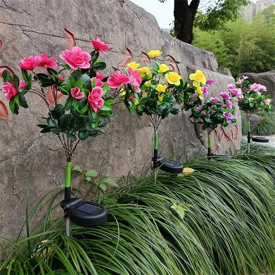 Waterproof LED Solar Azalea Flowers Lamp for Outdoor Decor - Smarsty
