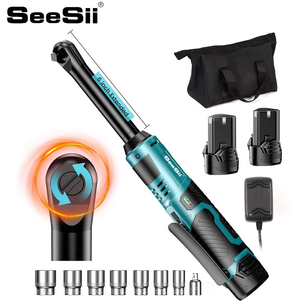 Seesii 6 Inch Cordless Electric Ratchet Wrench 55Nm - Smarsty