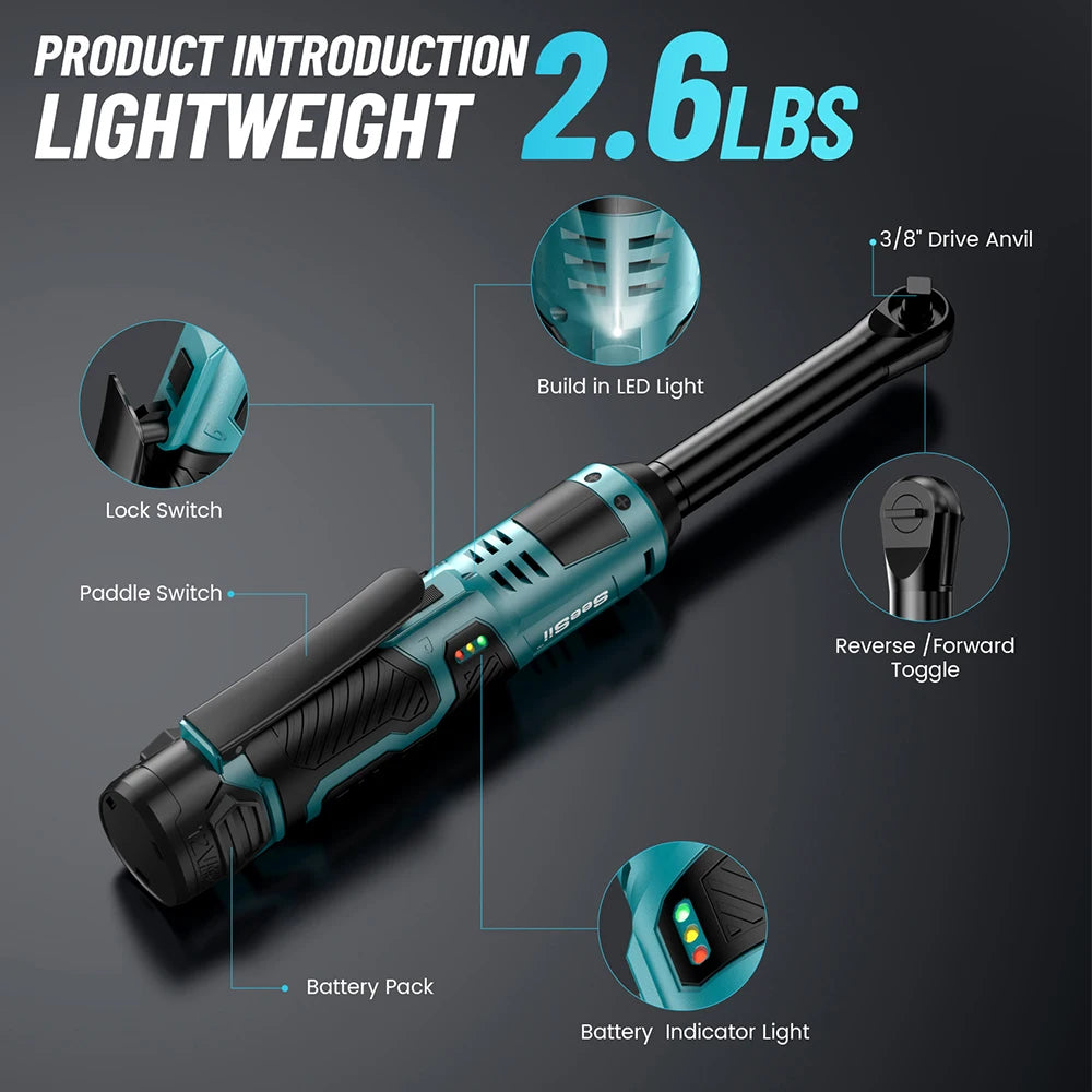 Seesii 6 Inch Cordless Electric Ratchet Wrench 55Nm - Smarsty