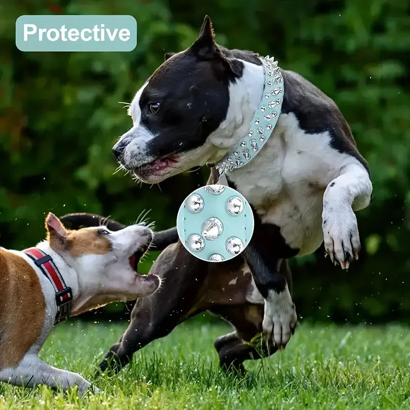 Spiked Leather Dog Collar and Leash Set for Outdoor Use - Smarsty