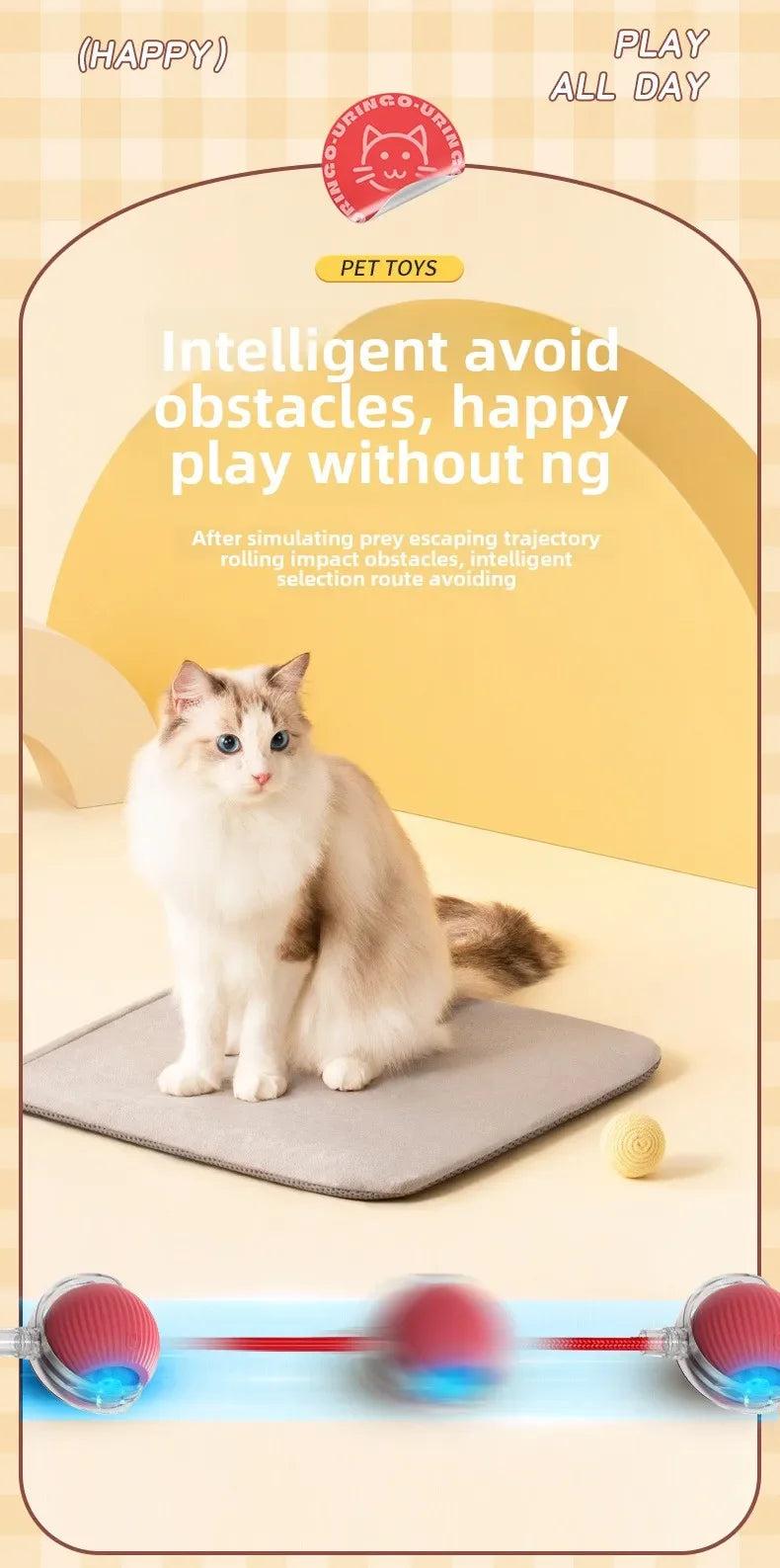 Rechargeable Smart Interactive Pet Ball Toy for Cats - Smarsty